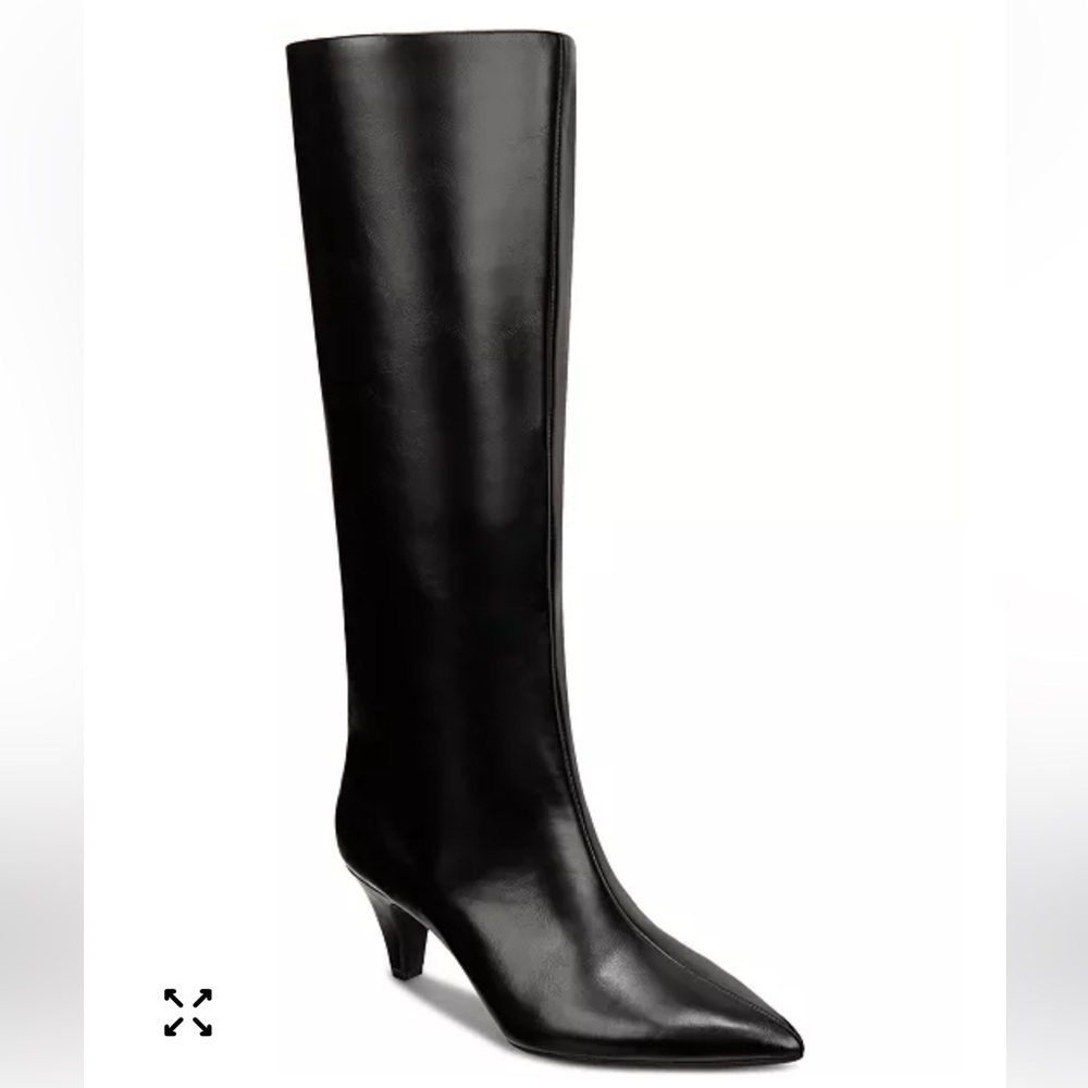 Alfani Black Leather Knee-High Pointed-Toe Boots
